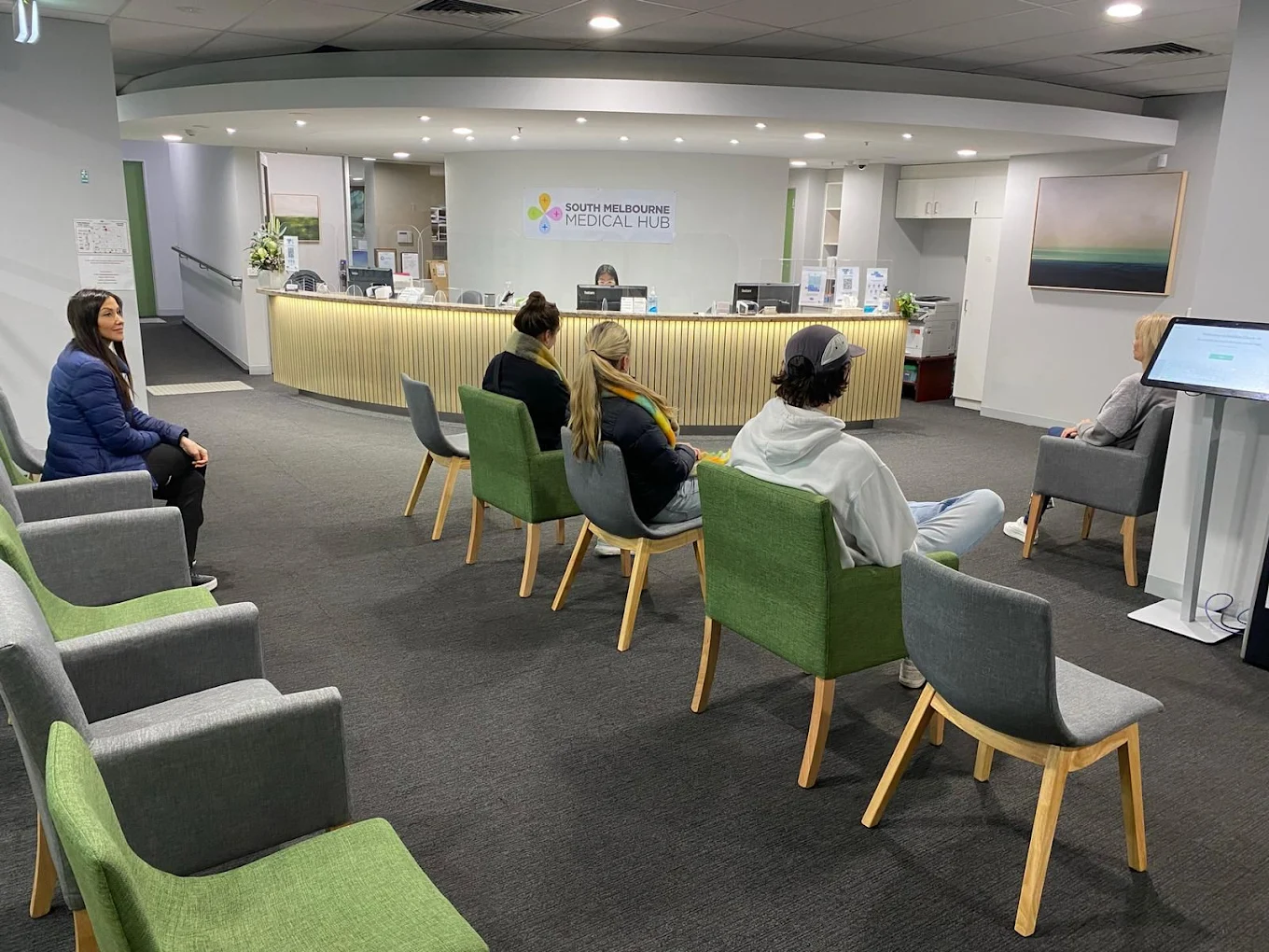 South Melbourne Medical Hub reception and waiting area